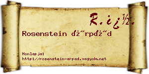 Rosenstein Árpád névjegykártya